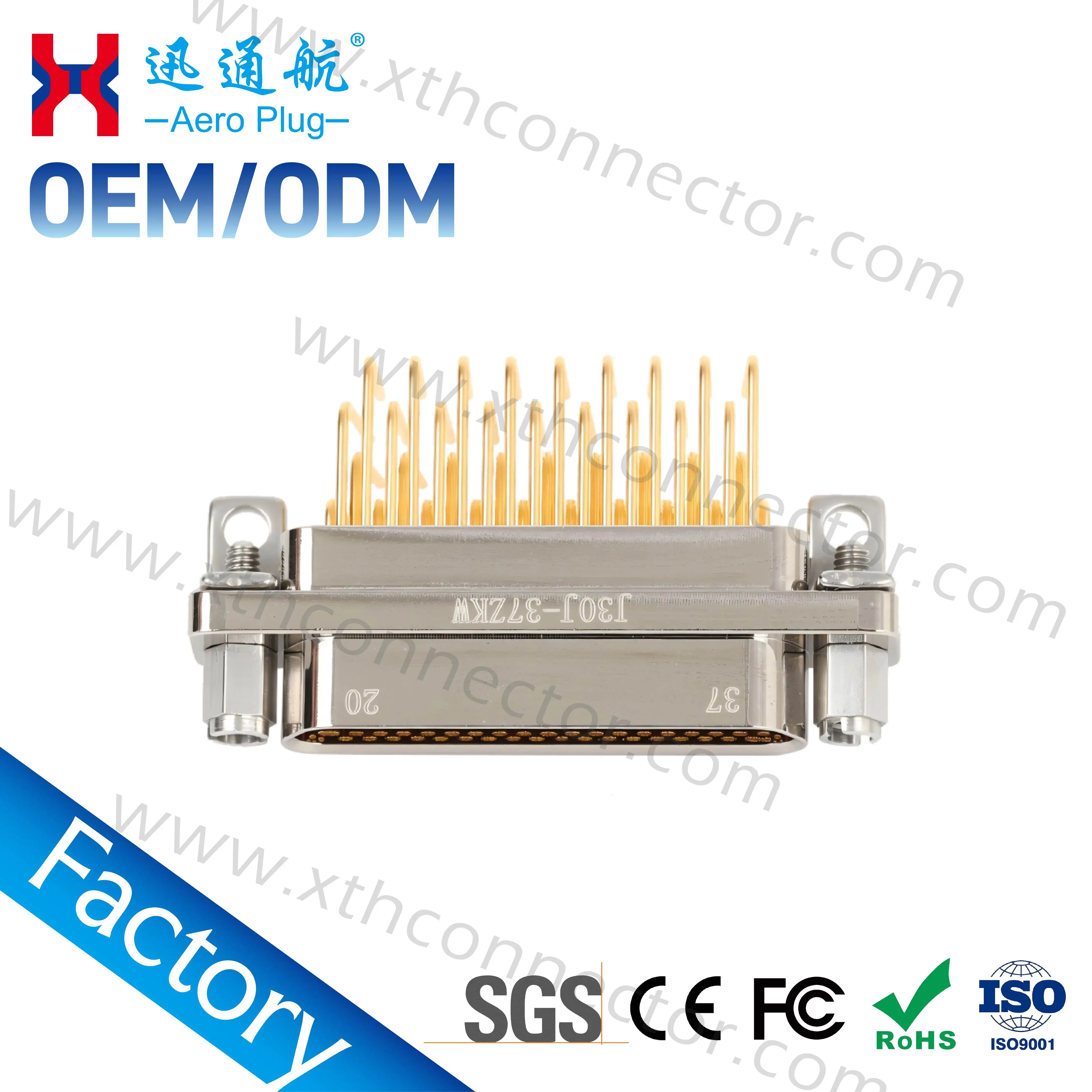 J30J-37TJW/ZKW-J 37-Pin J30J Micro-D Rectangular Connector (PCB Mount, Aviation-Grade Male Connector)