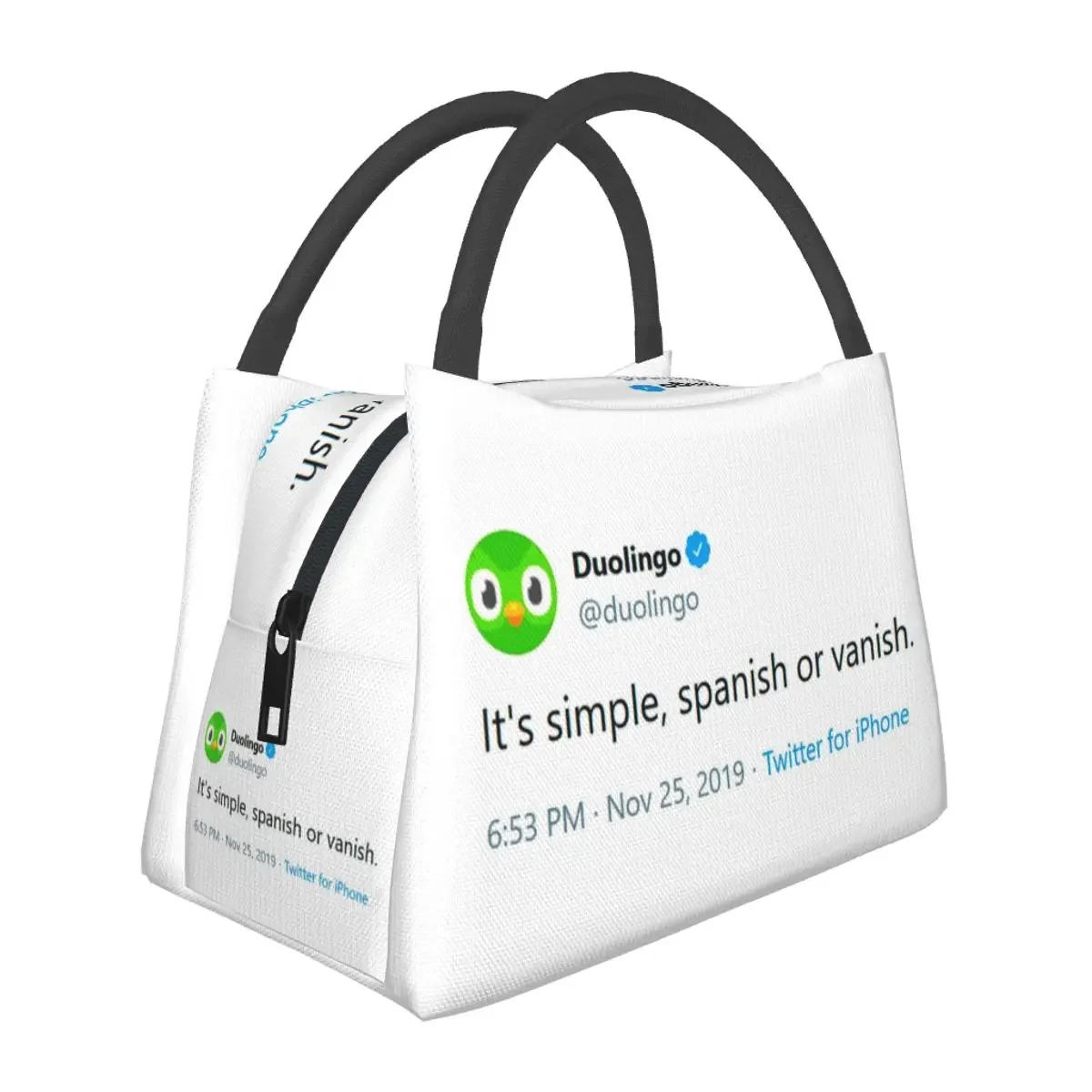 Evil Duolingo Owl Tweet Meme Lunch Bags Insulated Bento Box Lunch Tote Picnic Bags Cooler Thermal Bag for Woman Kids School