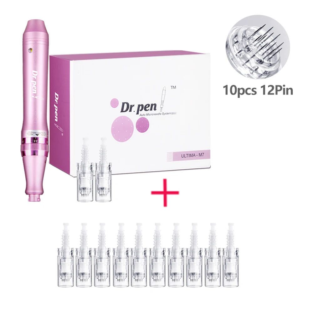 Elektrische dr. pen ultima m7 12 stücke nadeln profession elle derma pen nanoneedles tatoo maschine mes other apie hautpflege tool spa pflege