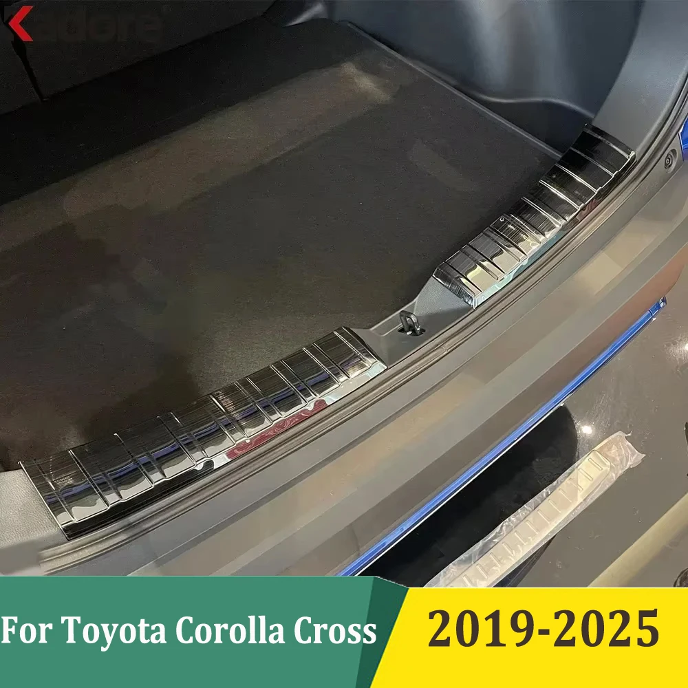 

For Toyota Corolla Cross 2019-2022 2023 2024 2025 Stainless Steel Inner Rear Bumper Protector Trim Tail Trunk Scuff Plate Cover