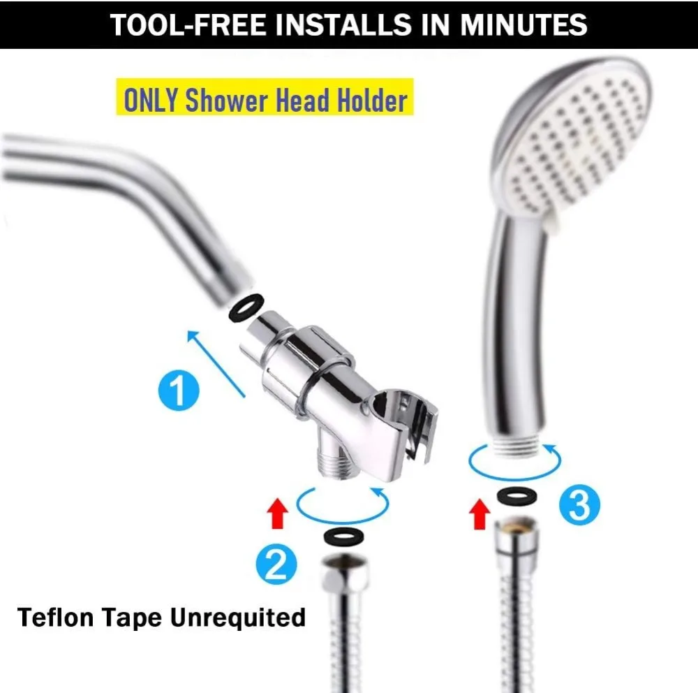 Adjustable Shower Arm Mount with Universal Wall Hook Bracket and Brass Pivot Ball, Hand Held Showerhead Holder view 4