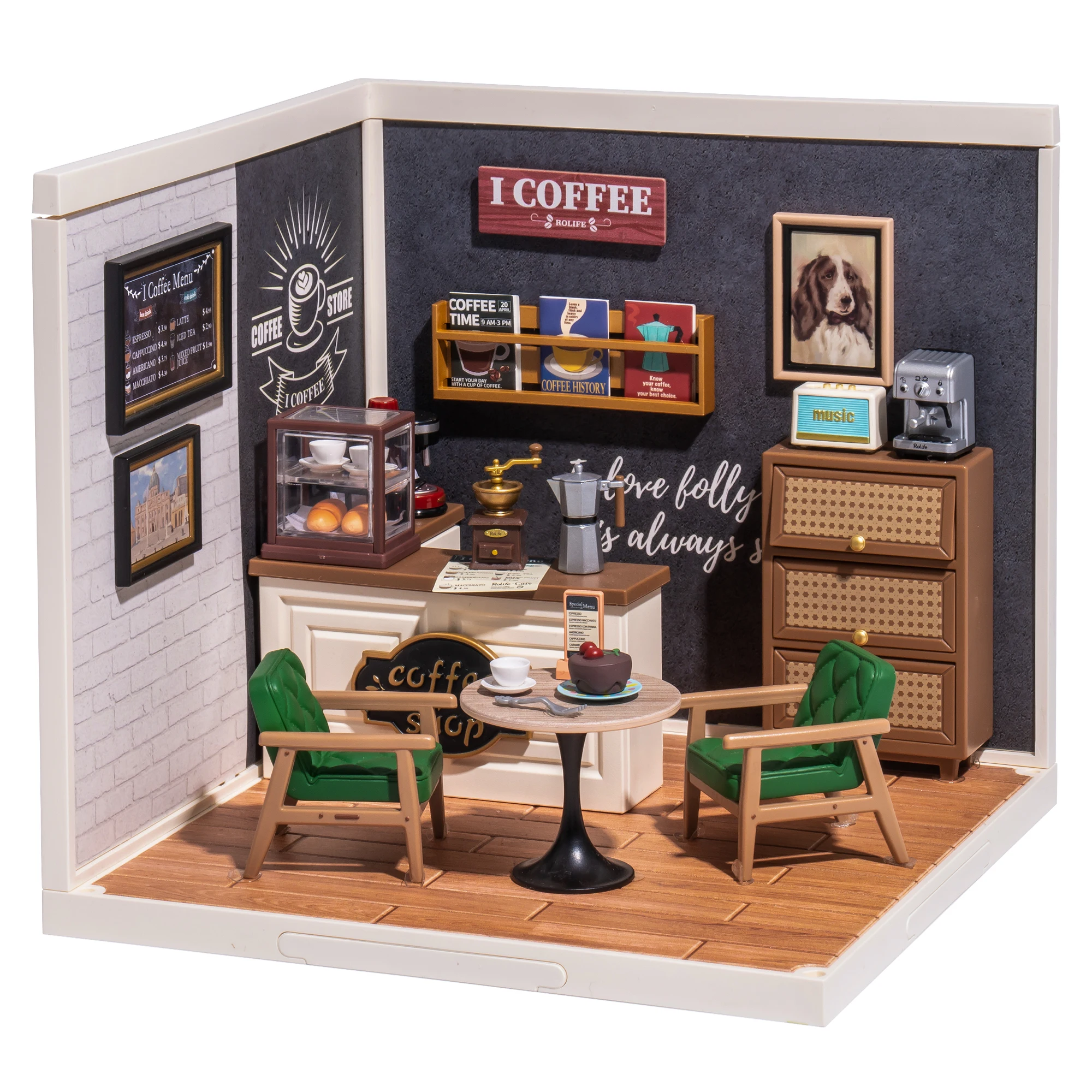

Набор для сборки миниатюрного домика Rolife DIY: Кофейня Daily Inspiration, 3D-пазл, модель для создания кукольного домика со светодиодной подсветкой для домашнего декора