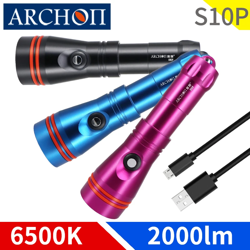 

S10P 2000lumen diving torch 6500K scuba diving flashlight Underwater 100m dive spotlight Dive fishing lights Pro diving lighting