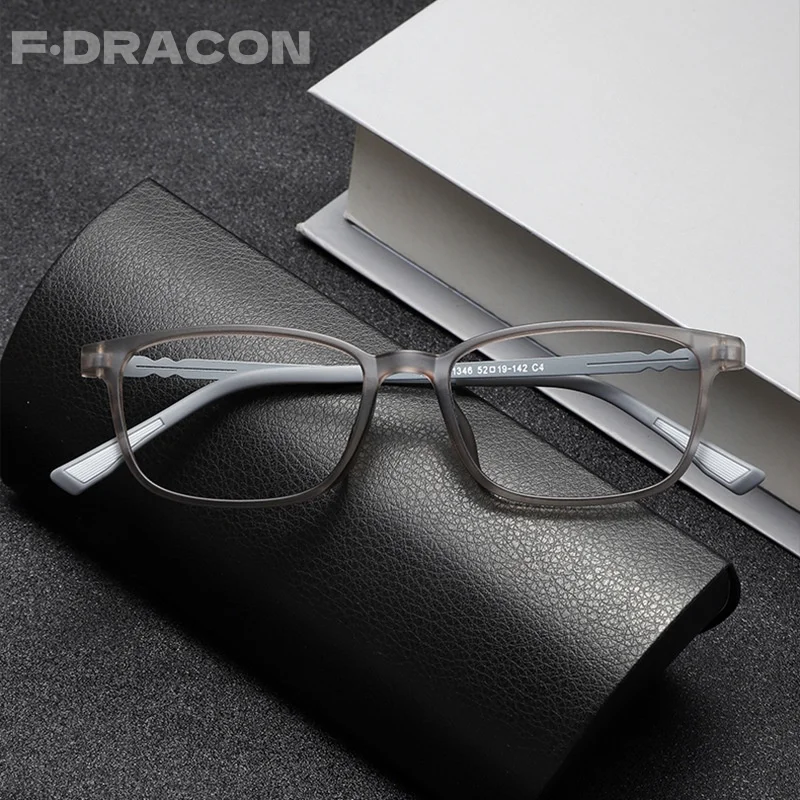 

F·DRACON TR90 Business Box Men's Glasses Frame Ultra Light New 2024 Anti Blue Light Optical Prescription Glasses for Men FJ81346