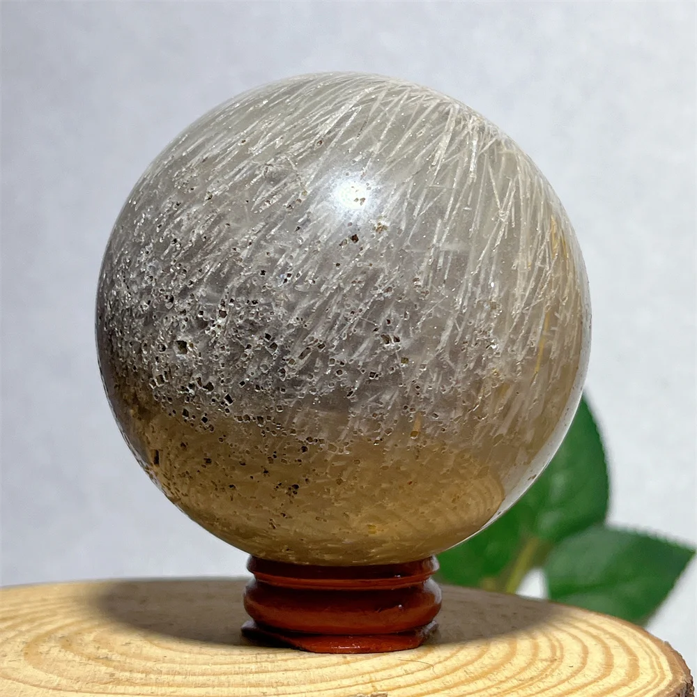 

Natural Hair Crystal Sphere Ball Beauty Stone Quartz Polished Home Decoration Gemstone Geode Mineral Samples Stone Quartz +Stand