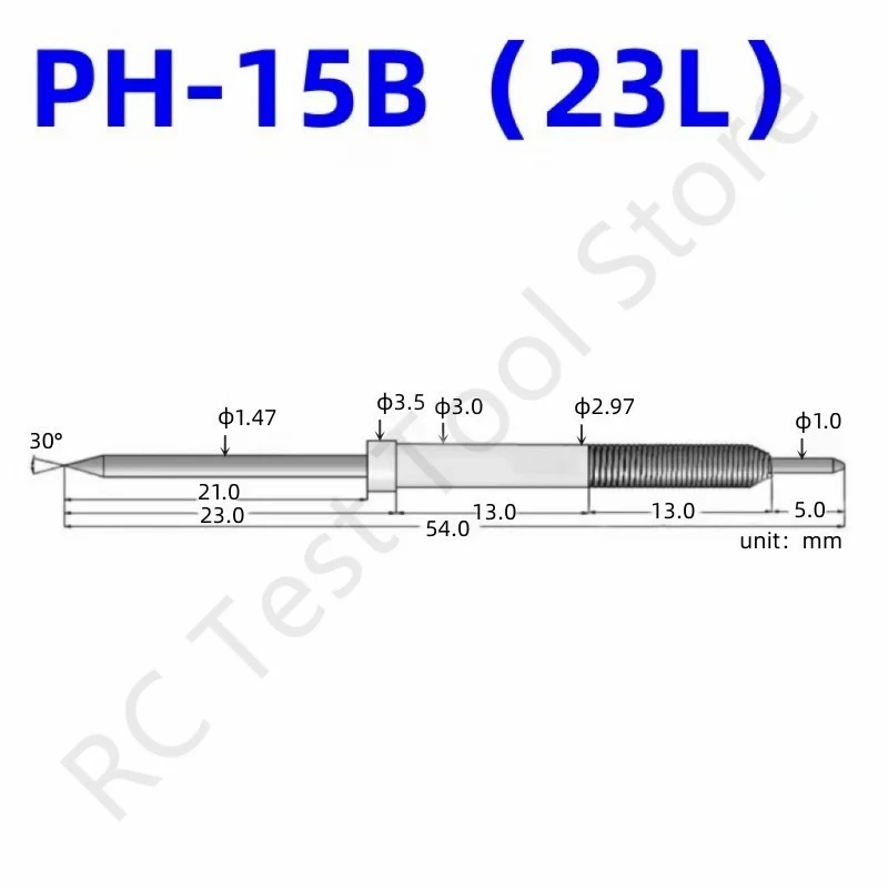20/50PCS PH-15B 23L Length 54mm PCB Spring Test Probe ICT Test Pin For PCB Test B Head Straight Sharp Tip Head Dia 1.47mm