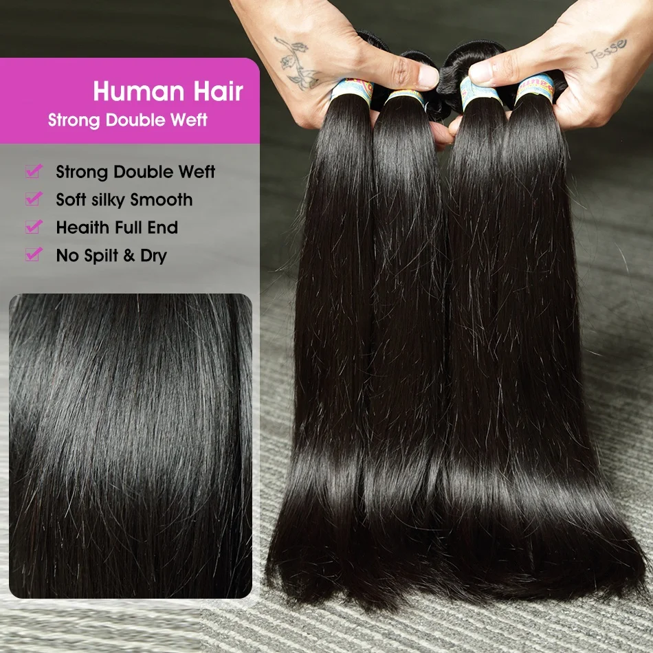 

30 38 Inch Bone Straight Human Hair Bundles Burmese Human Hair Weave Human Hair Long Remy Hair Extension Natural Black