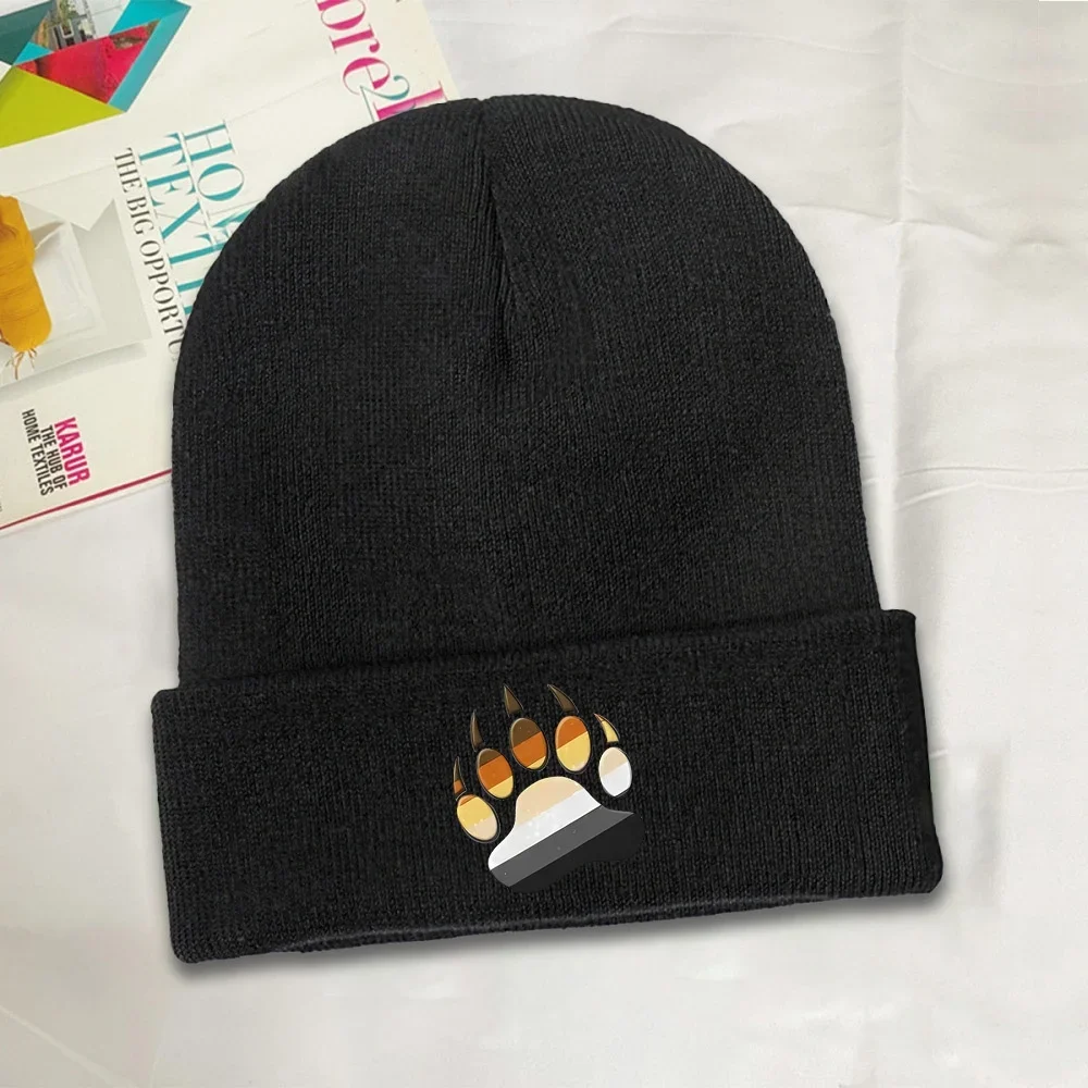 1pc Gay Bear Pride Flag Knitted Caps for Women Men Beanie Autumn Winter Hats Paw Symbol Warm Melon Cap