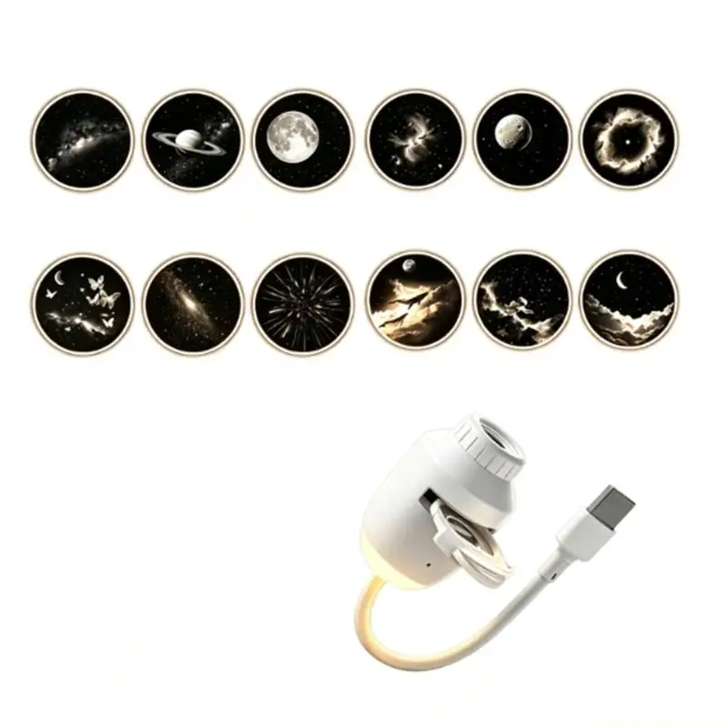USB Star Light Lamp with Shapeable Neck, Turn Lens, Slide Tray and Warm Light for Bedroom Wall or Car Roof Use