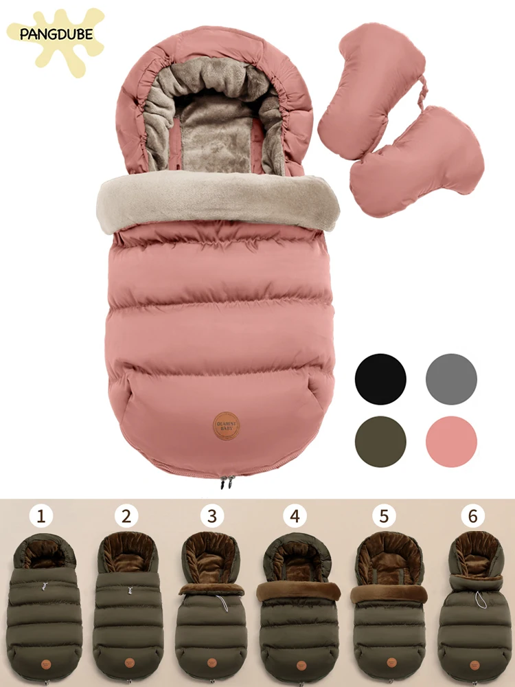 PANGDUBE Saco de dormir de invierno para bebé con guantes, saco de dormir Universal para cochecito de 100cm para bebés de 0 a 24 meses