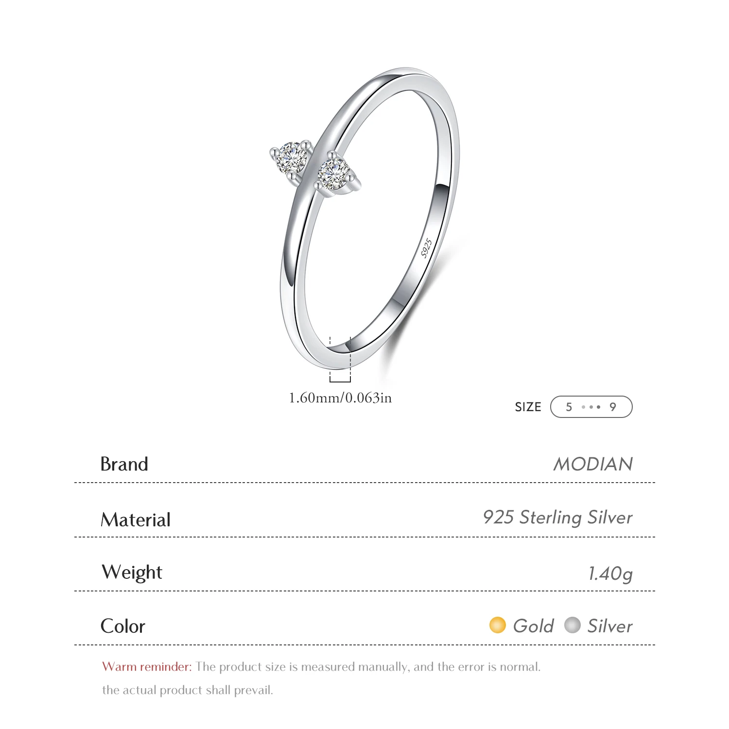 Modian 925 Sterling Silver Minimalism Clear CZ Finger Rings For Women Fashion Anniversary Wedding Statement Jewelry 2020 Bijoux