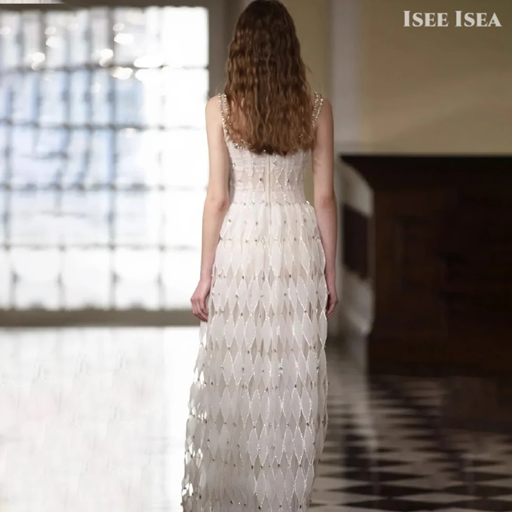 절묘한 이브닝 가운 여성 Tulle Ruffles 스퀘어 칼라 a 라인 Strapless 섹시한 스팽글 Bodycon 약혼 드레스 맞춤형