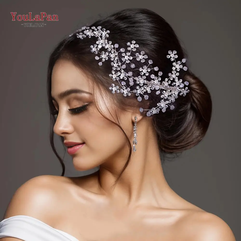 

YouLaPan Bridal Flower Hair Comb Accessories Women Tiara Crystal Woman Hair Clips Rhinestone Headwear Hair Ornaments HP262