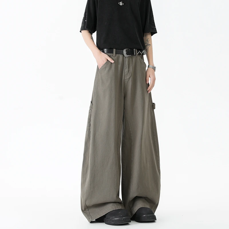 25 men's Brown Y2k Cargo Jeans Baggy Harajuku 90s Denim Women's Trousers Vintage Jean Japanese 2000s Style oversize trend Pants