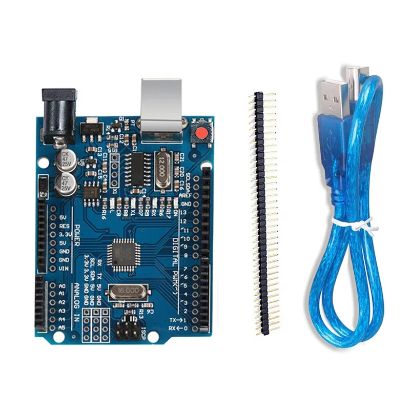 Para placa de desarrollo Arduino UNO R3, placa base de módulo microcontrolador Compatible con ATMEGA328P con Cable