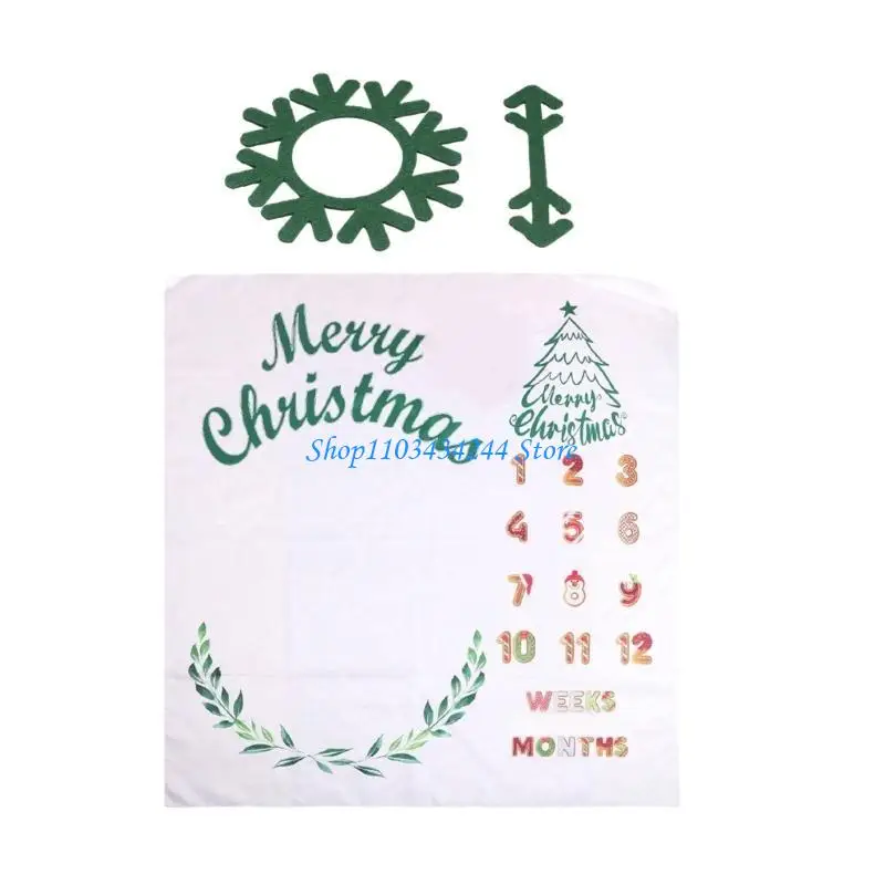 Newborns Blanket Monthly First Year Growth Background Baby Girls Boy Christmas Theme Commemorative Present