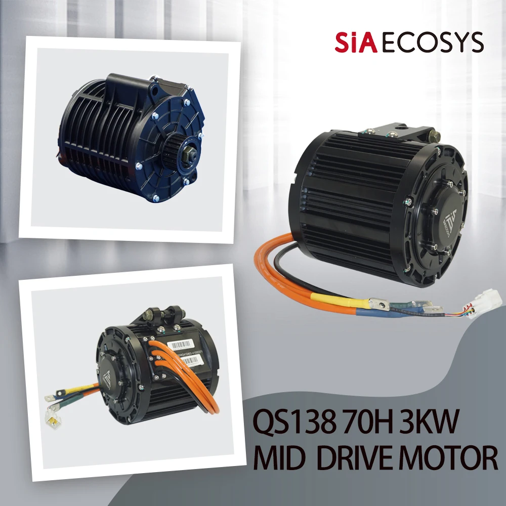 QS MOTOR QS138 70H 3000W Mid Drive Motor PMSM Electric Motor V1 Belt Sprocket Transmission