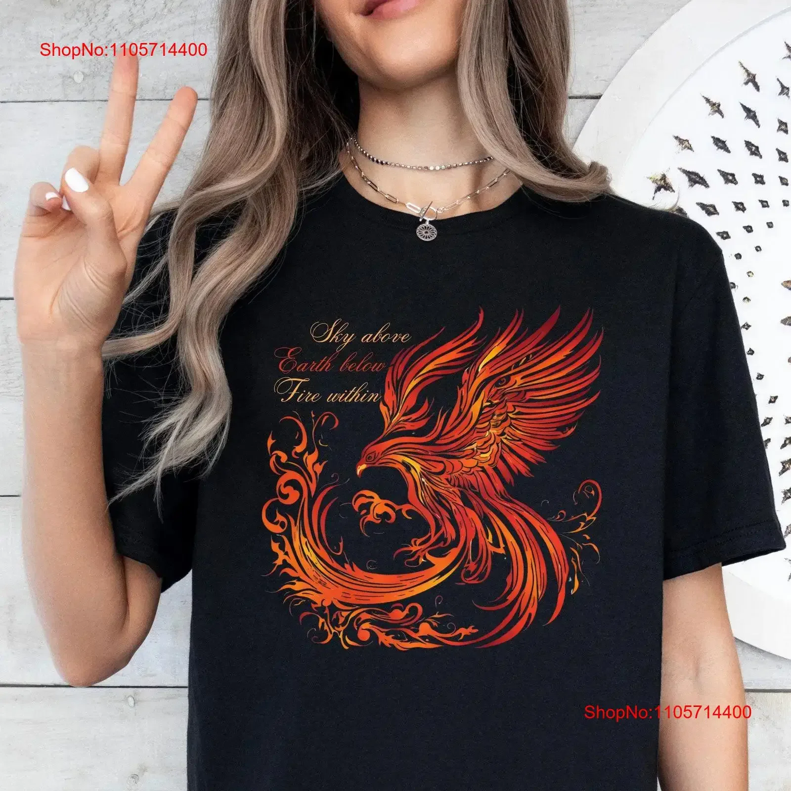 Fire Phoenix T Shirt for Women Rise from the Ashes Mythical Bird Rebirth Strength vintage Washed streetwear fashion Soft Unisex