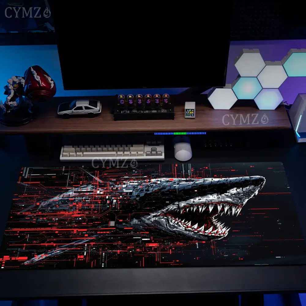 

Fantasy Mechanical Shark Pattern Design Mouse Pad Desk Mat office mat pc accessories Keyboard Extended pad Gaming mats maus pad