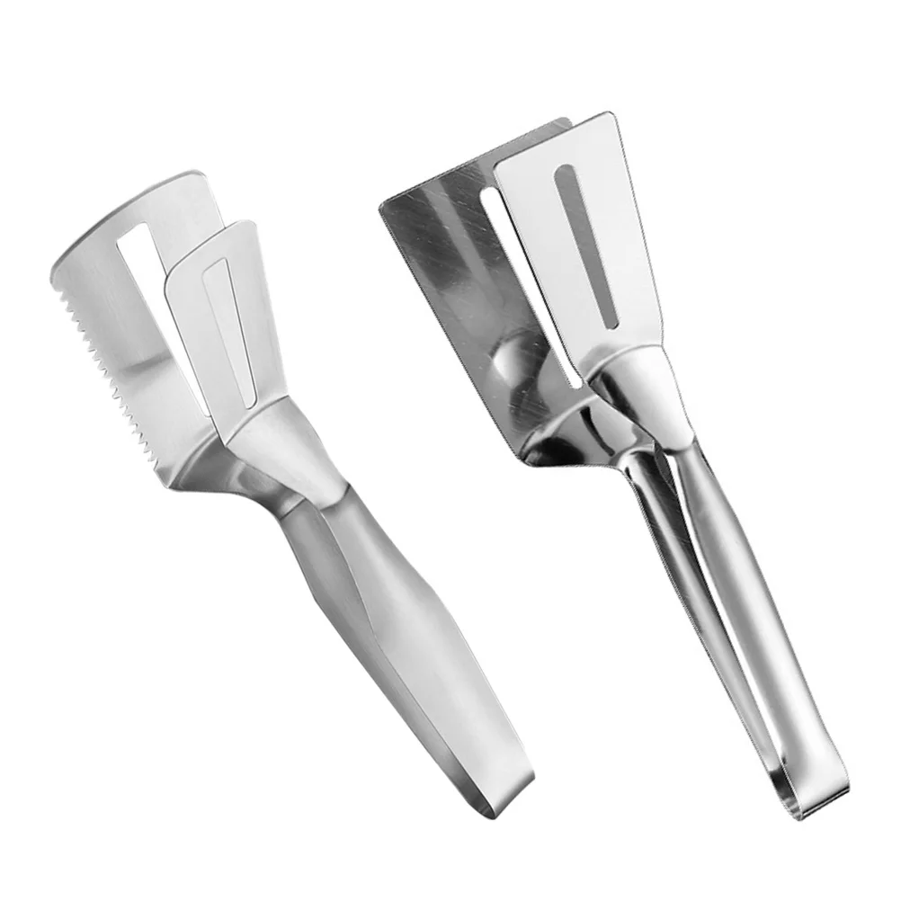 

2pcs Stainless Steel Food Kitchen Steak Fish Tongs Double Sided Barbecue Tongs Grilling Cooking Serving Tools Kitchen Gadgets