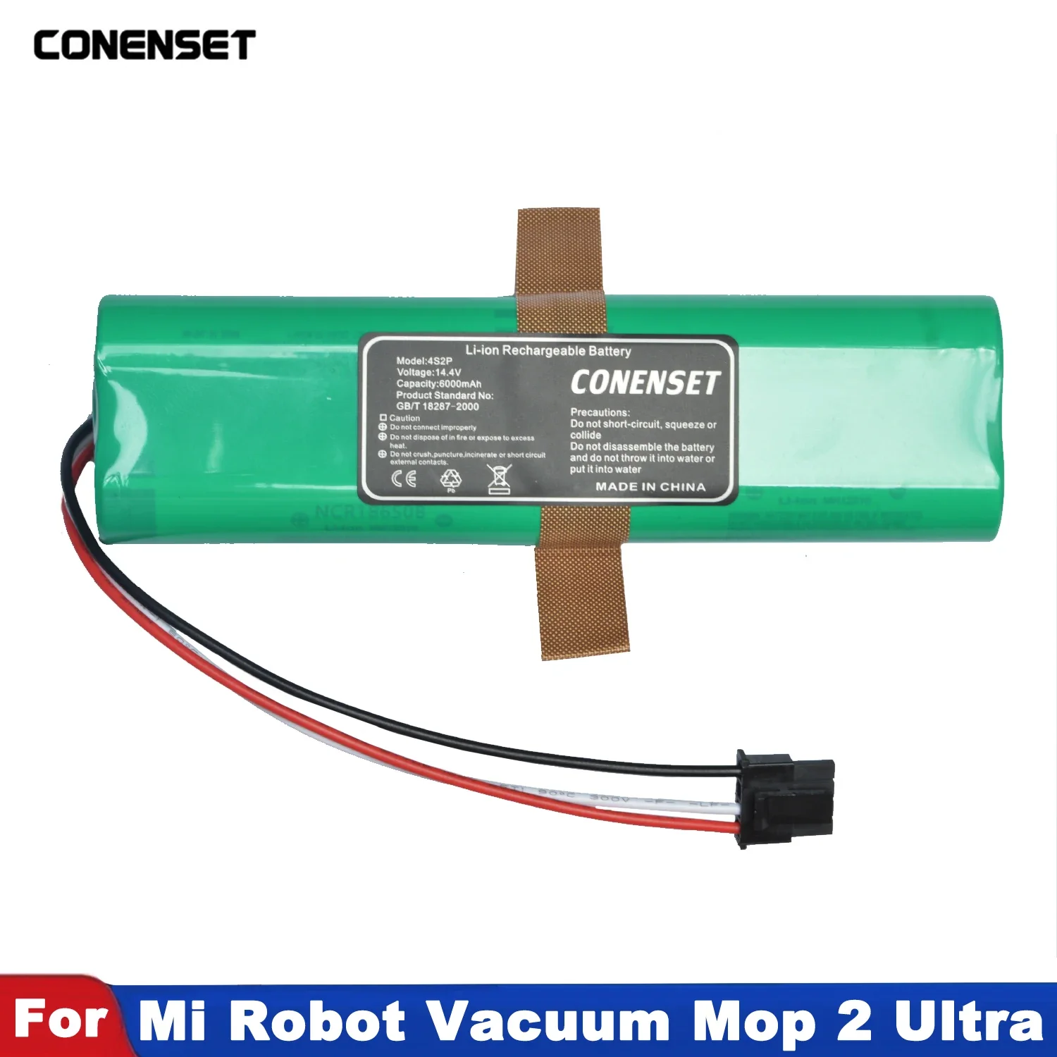 14.4V 6000mAh Replacement Battery Pack For Xiaomi Mi Robot Vacuum-Mop 2 Ultra Robot Vacuum Cleaner Capacity Accessories Parts