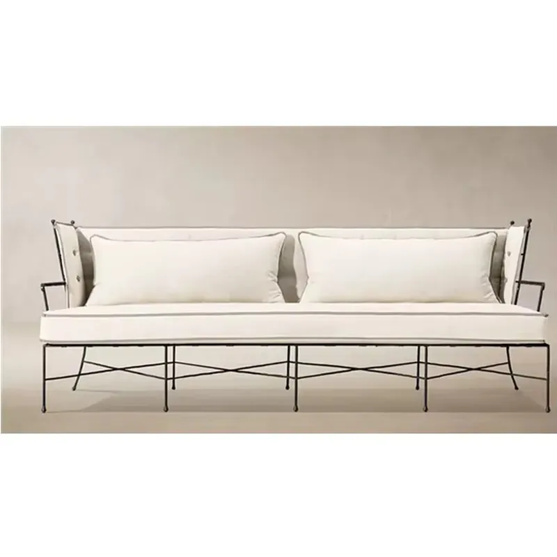 High-end hotel furniture, modern Mediterranean style luxury wrought iron garden seats, outdoor sofas