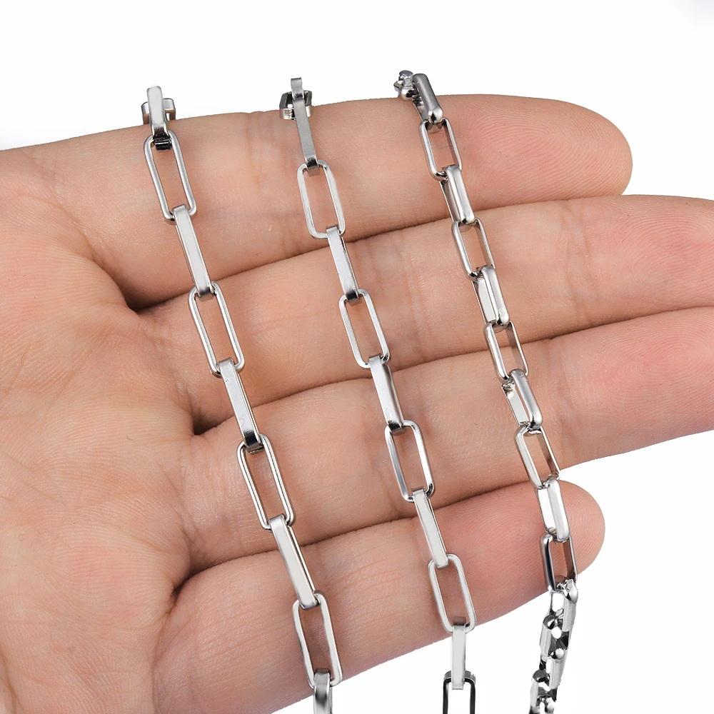 Wholesale 1m/lot Stainles Steel Width 4mm Box Chain for Women Necklace Bracelet Anklet Making Supplies