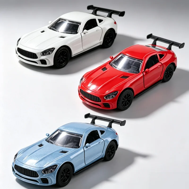Alloy Die-Cast Two-Door coupe Model, a Retractable Motion Simulation Racing Toy Car with Openable Doors, Available in 3 Colors