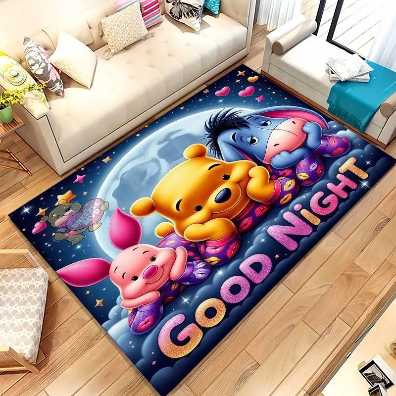 Kawaii W-Winnie Pooh Bear Cartoon Soft Non-Slip Large Area Rug for Living Room,Bedroom Playroom Carpet Mat for Sofa,Home Decor
