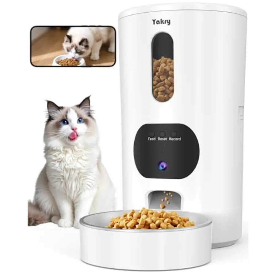 Automatic Cat Feeder with Camera - 5G WiFi Easy Setup App Control Cat Dry Food Dispenser with Stainless Steel Bowl 4L/17 Cups H