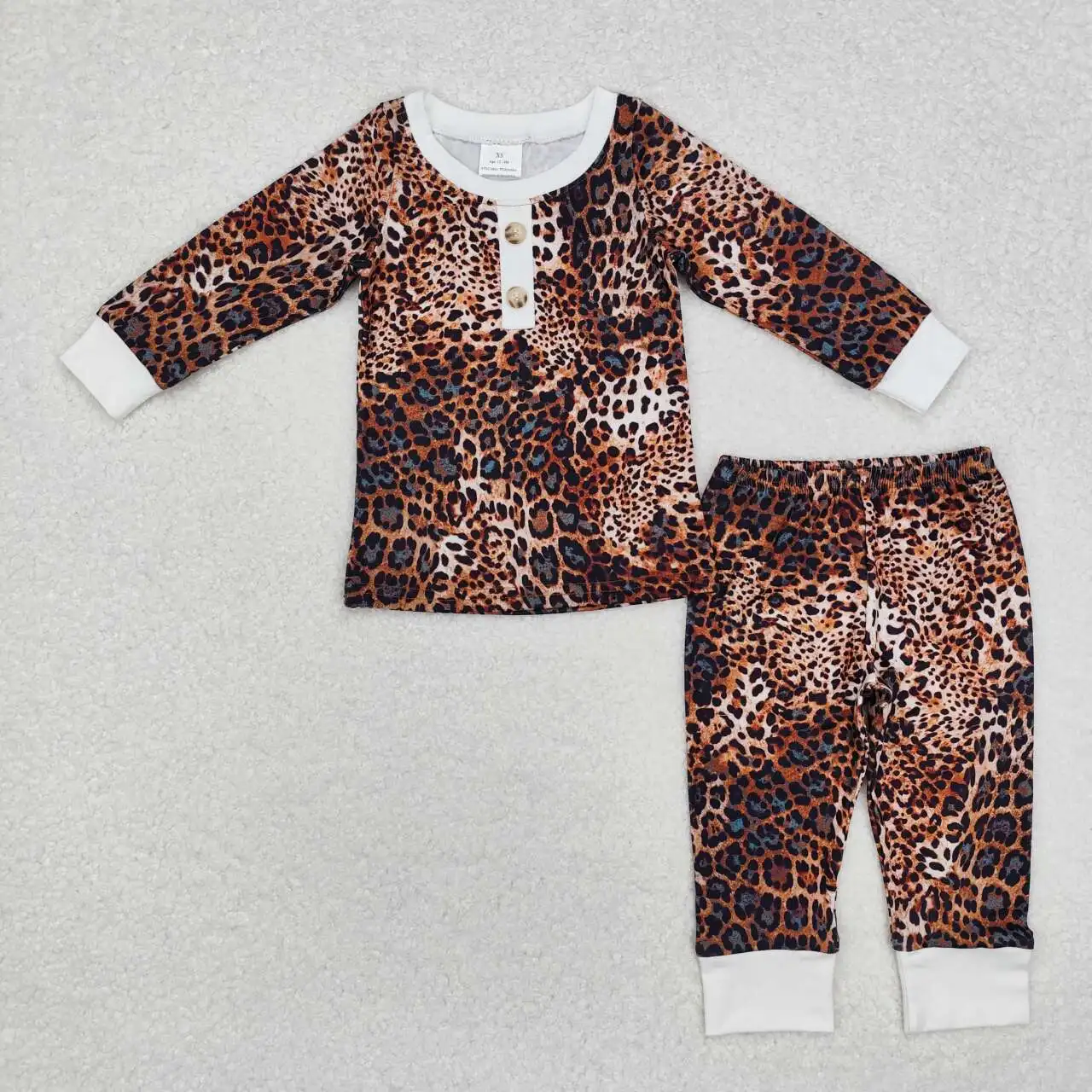 

Leopard Print Girls Fall Pajamas Clothes Set Wholesale RTS Boutique Outfits Kids Latest Fashion Clothing Factory Price Clothes