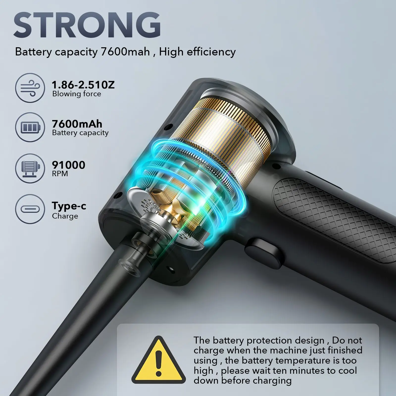 Compressed Air Duster Computer Blower Cordless for Broom Electric Keyboard Cleaner