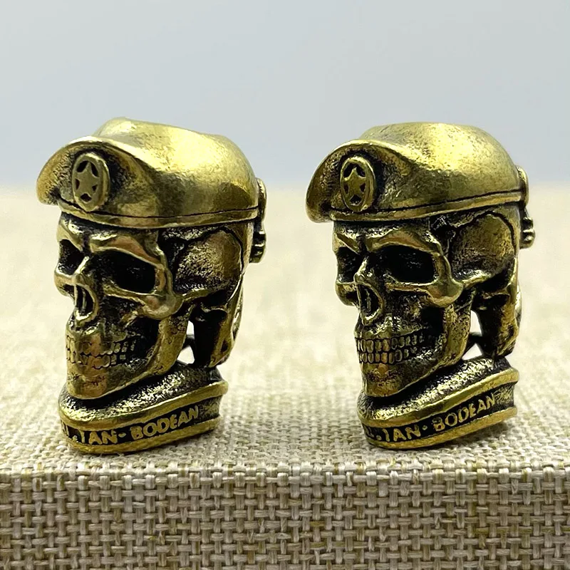Brass EDC Five-pointed Star Hat Russian Skull Soldier Knife Beads Lanyard Pendants Jewelry Metal Copper Paracord DIY Accessories - view 2