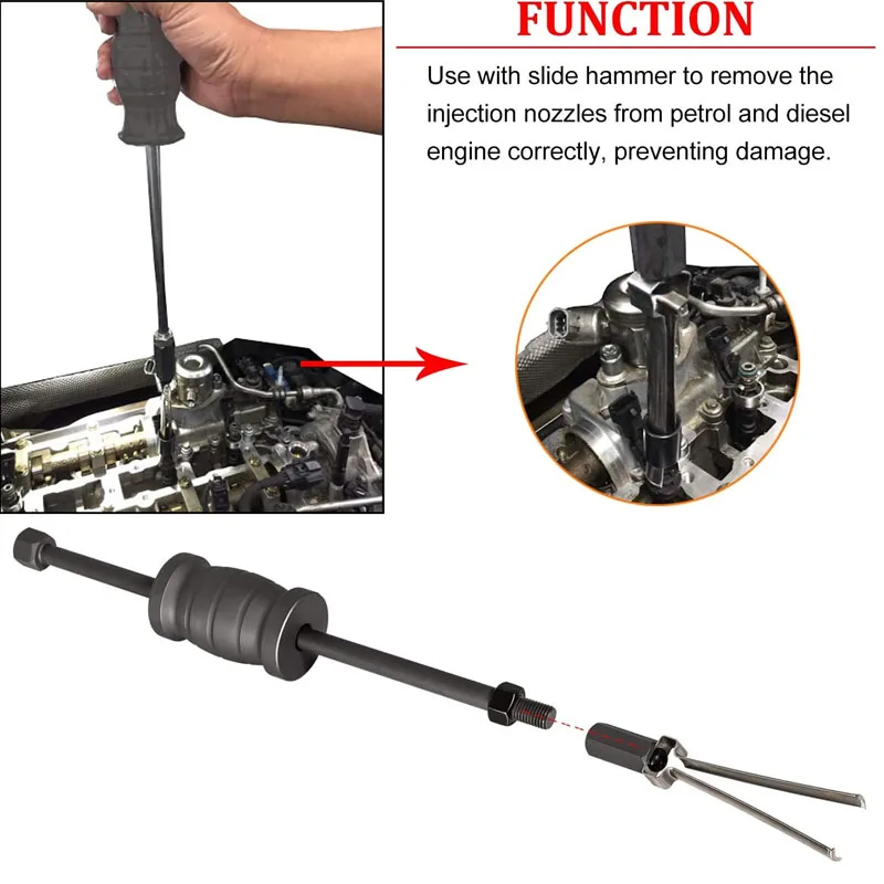 ESUYA  Automotive Fuel Injector Puller Remover Tool Set Fit for Ford & Volvo Replace #310-206, 9997410