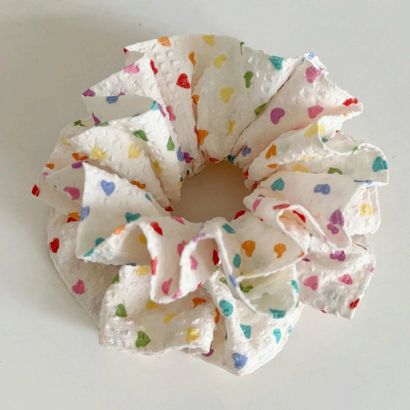 1 Rainbow Heart Bubble Big Hair Circle Colorful Headband Summer Juice Color Little Barbarian Cashew Sweet Hair Tie