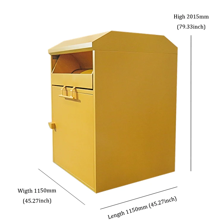 

Outdoor Heavy Metal Clothing Donation Bin Big Size Standing Storage Bucket For Recycle Clothes