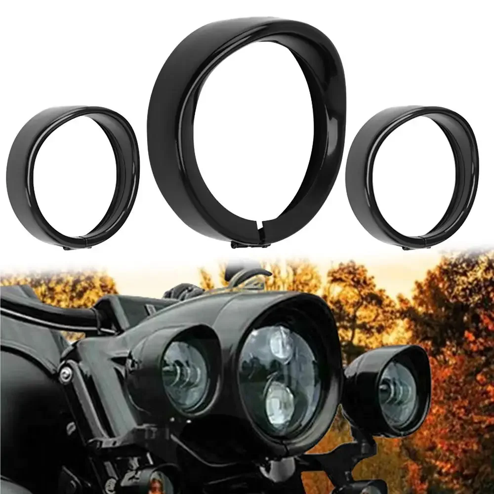 

Motorcycle LED 7"+4.5" Headlight Trim Ring Visor Fog Light Trim Cover For Harley Touring Road King Electra Glide Softail FLD/FLH