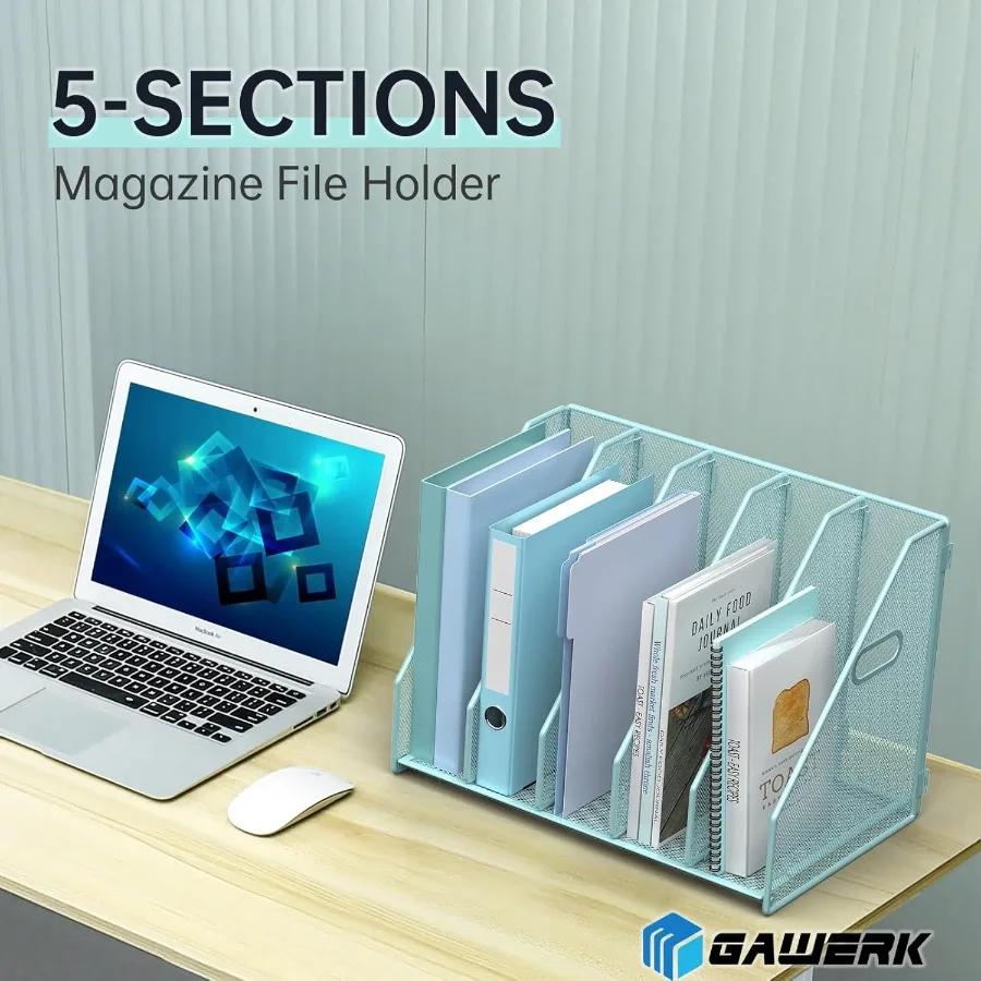 منظم ملفات مكتب معدني مع 5 مقصورات عمودية للاستخدام في المكتب والمنزل والمدرسة رفوف حامل مجلدات فعالة #4