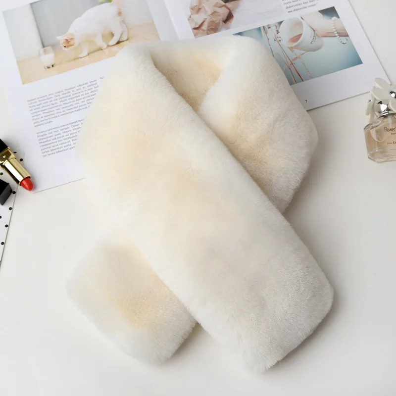 Children\'S Double-Sided Velvet Thickened Fleece Scarf Korean Style Imitation Fur Warm Scarf Fur Collar Autumn And Winter