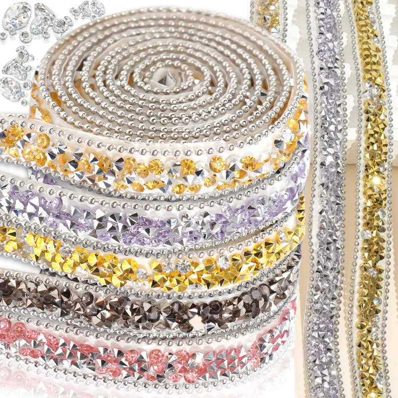 

Resin Rhinestone Stickers Ribbon Self-adhesive Diamond Ribbon Crystal Ribbons Roll Glitter DIY Gift Decoration Art Craft Tools