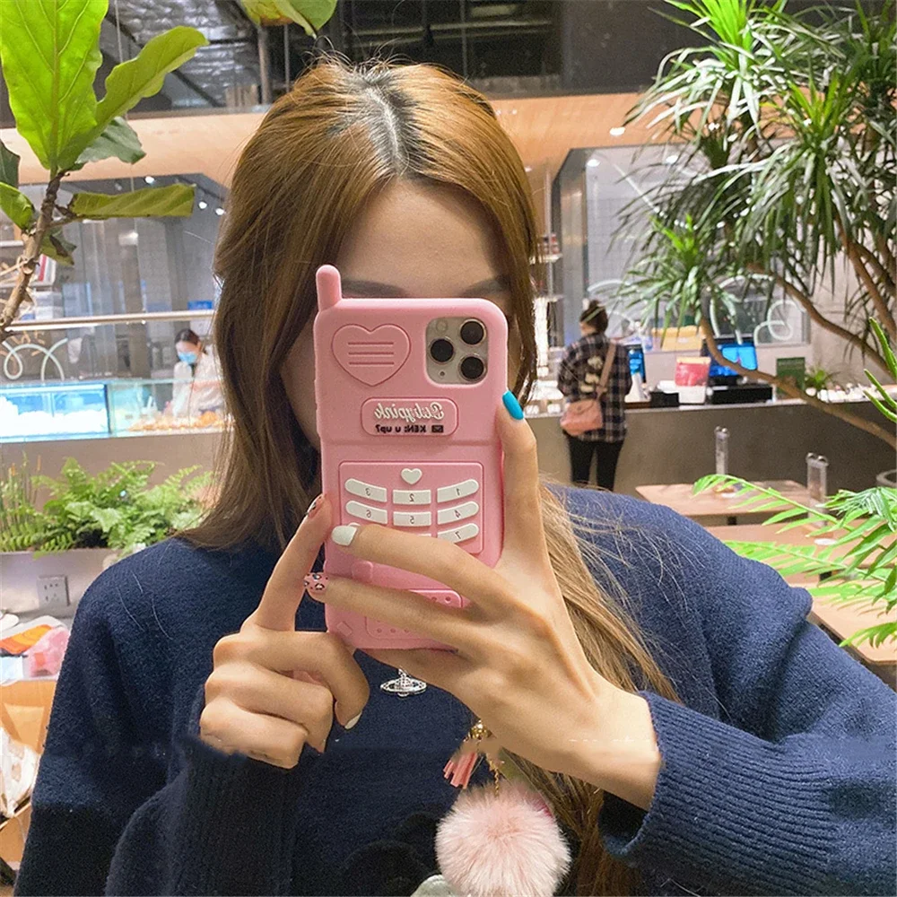Cute Pink Love Heart Kid Girl Gift Phone Case for IPhone 15 11 13 14 Pro Max 12 Mini XR XS X 7 8 Plus Soft Silicone Back Cover