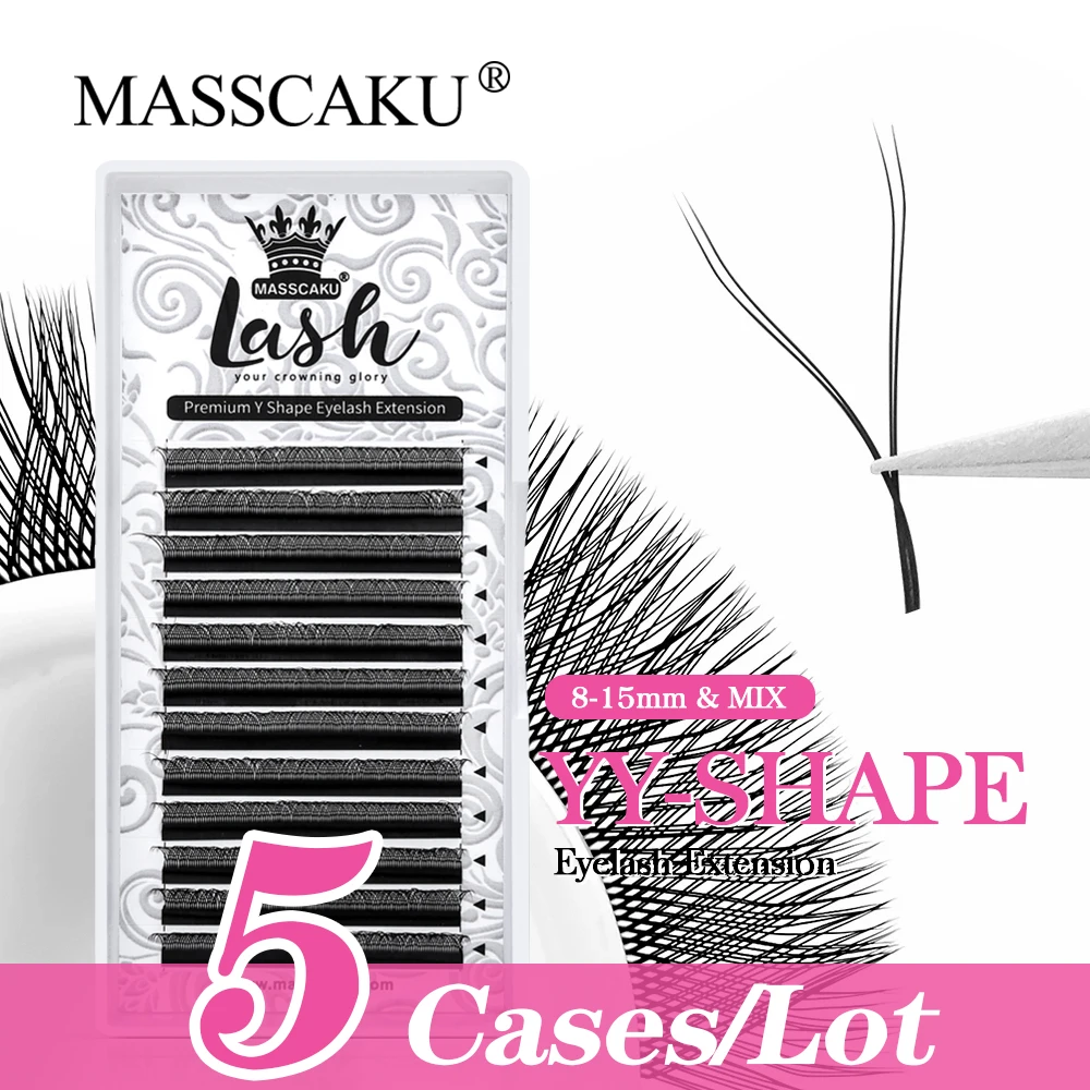 

MASSCAKU 5cases/lot W Shape Eyelash Extension Supplies 3D4D5D6D Premade Volume Fan Lash W Style Lashes Wholesale Natural Makeup