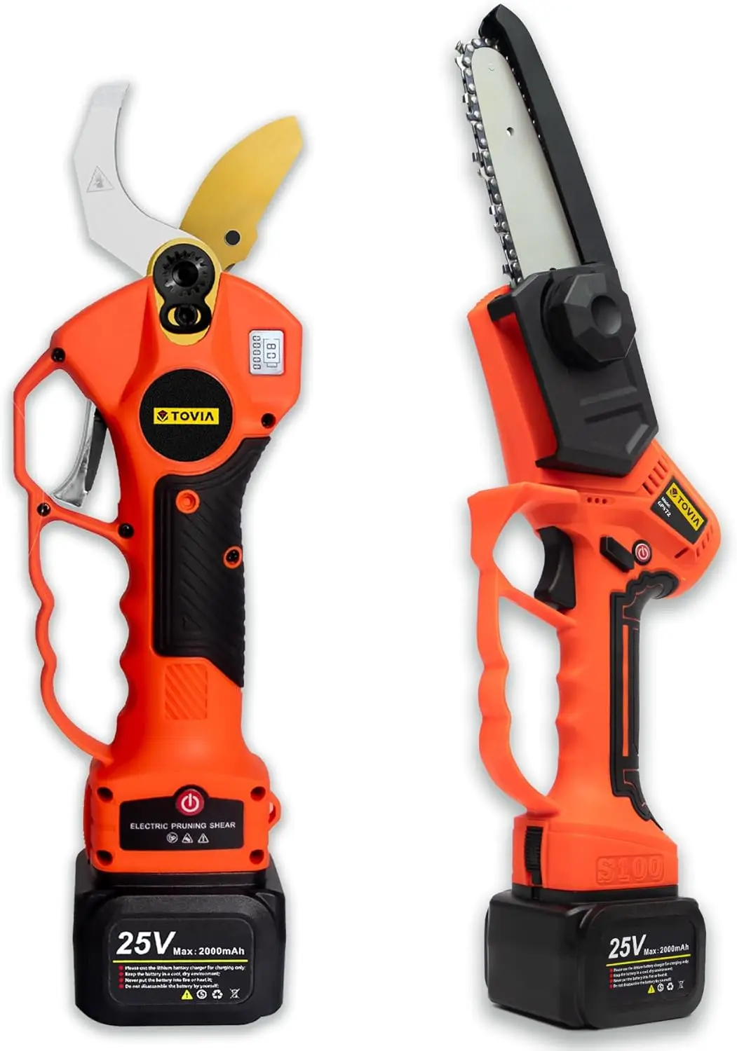 

Cordless Pruner Kit, 1.6'' Electric Pruning Shears and 5'' Cordless Mini Chainsaw with 2 Pack 25V Rechargeable Batteries