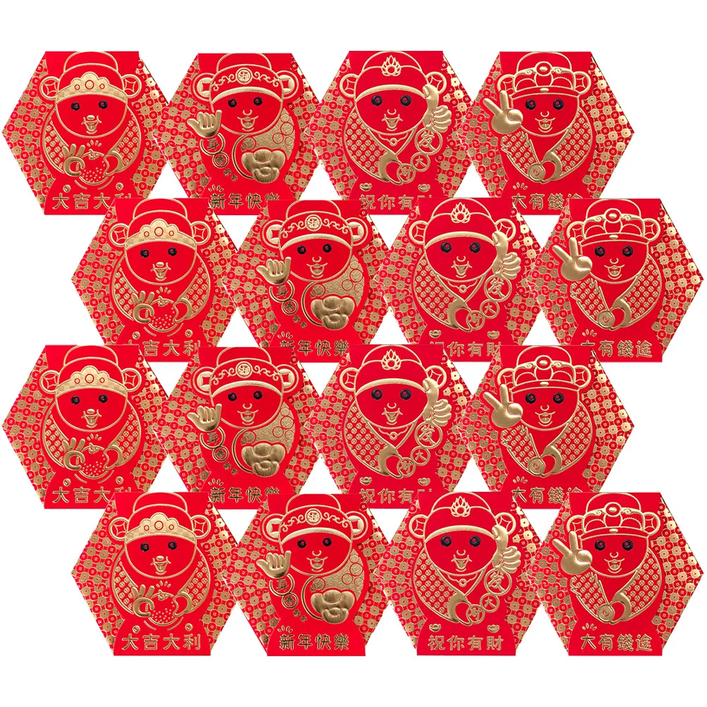 

16pcs Chinese Traditional Red Envelopes Thick Paper New Year Gift Hongbao Lucky Money Bags Festival Celebration Wedding