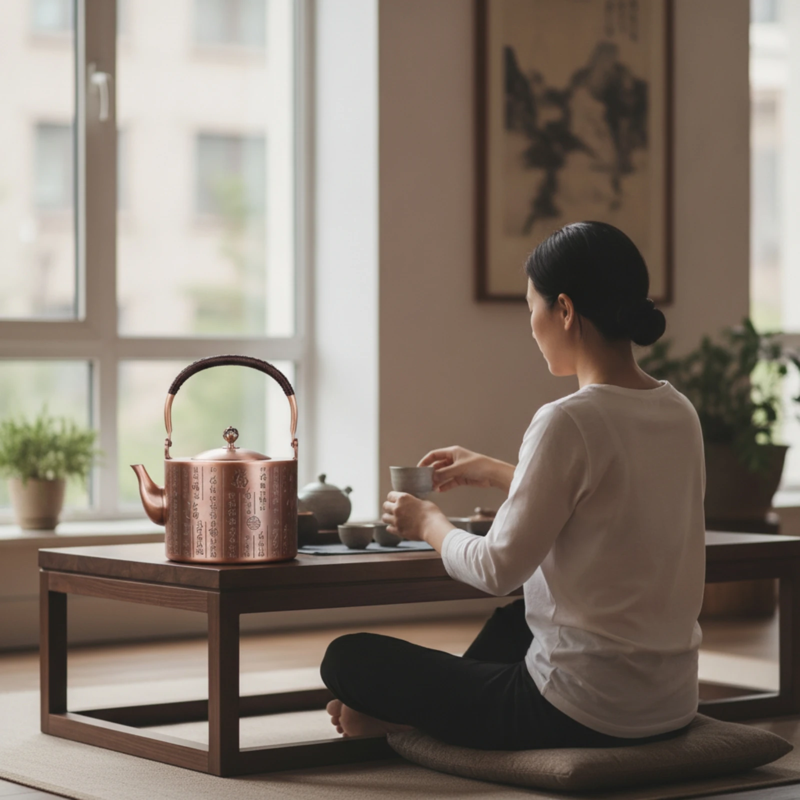 Copper Kettle with Strainer Long-Lasting Hammered Copper Teapot Teapot with Strainer Heavy-Duty Ergonomic
