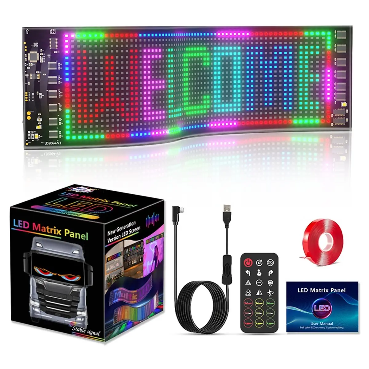 A26Z Scrolling Advertising LED Signs, 13.7 X 3.93 Inch Bluetooth APP Control Programmable LED Sign for Car Home