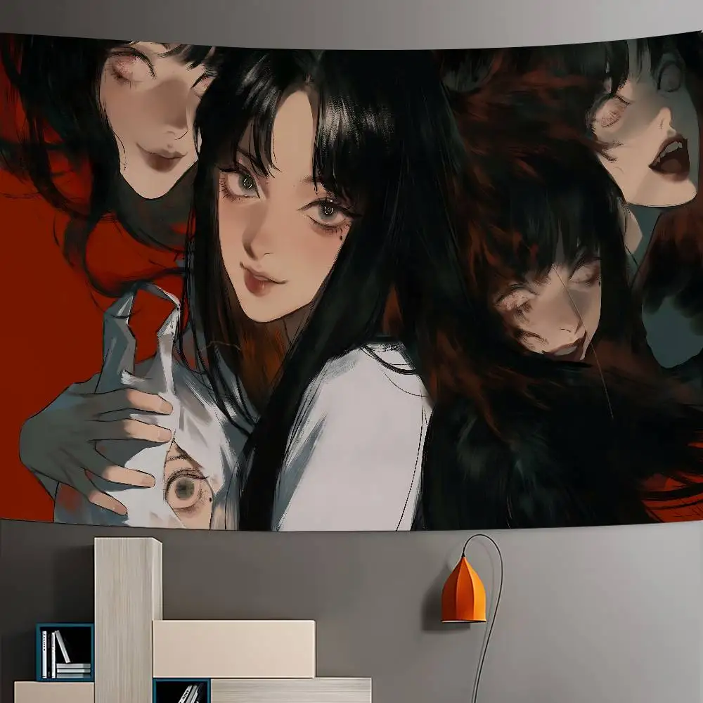 Japanese Horror Anime Tomie Chart Tapestry Art Science Fiction Room Home Decor Cheap Hippie Wall Hanging