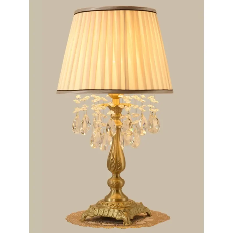 All-copper American bedroom lamp, bedside lamp, French living room, European crystal, high-end, high-value retro small table lam