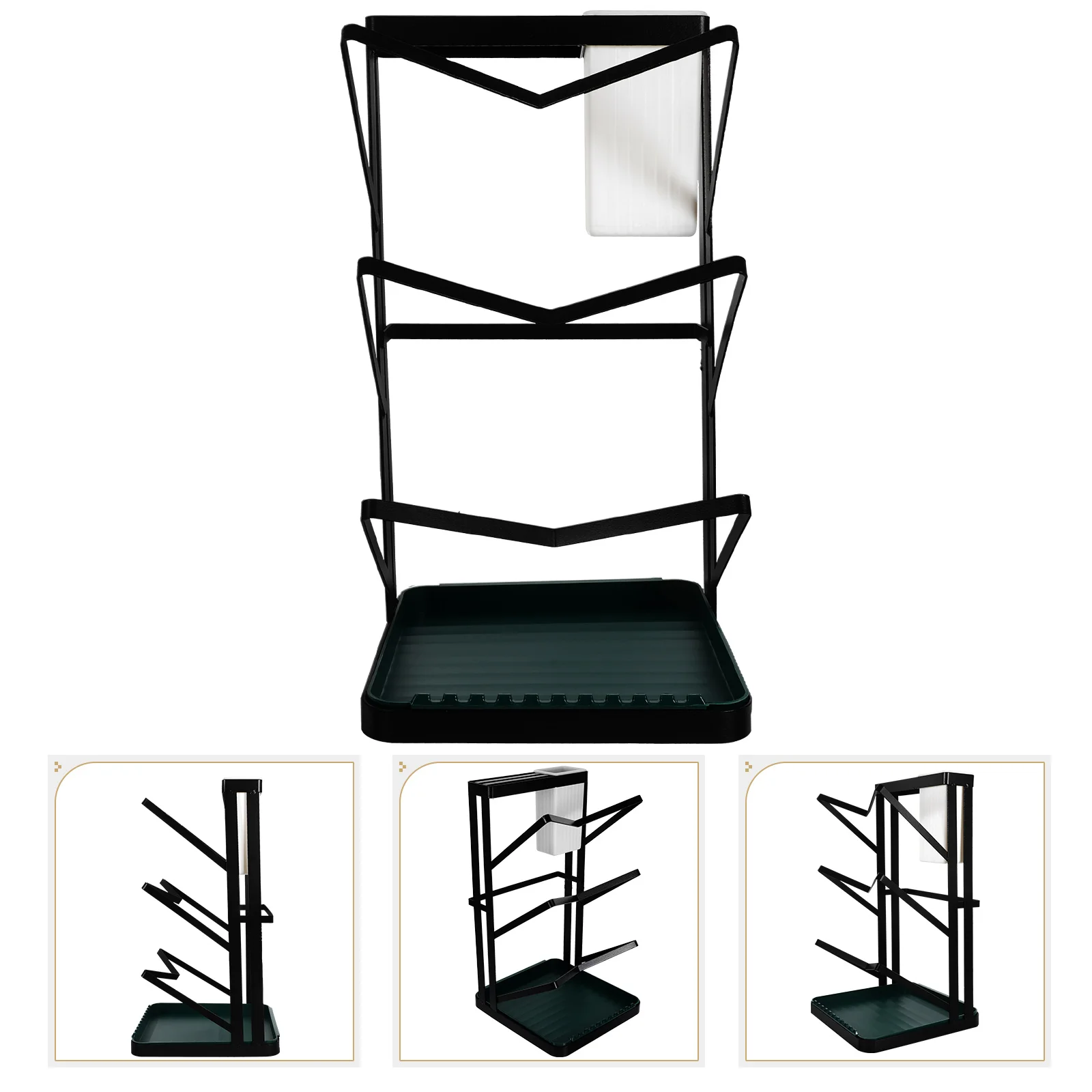 

3 Tier Lid Rack Black Knife Pot Covers Holder Cutting Board Rack St St Spoon Holder Space Saving Drying ganizer Storage