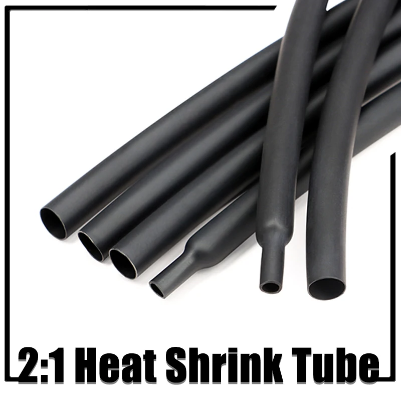 1/2/5M Black 2:1 Heat Shrink Tube Dia 50 60 70 80 90 100 120 150 180 210mm Polyolefin Cable Protector sleeve shrink wrap Tube